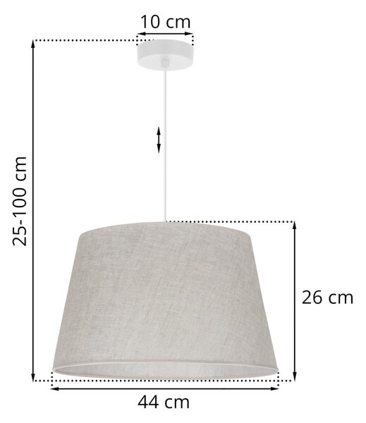 Závěsné svítidlo Len1, 1x světle béžové textilní stínítko, (fi 44 cm), w