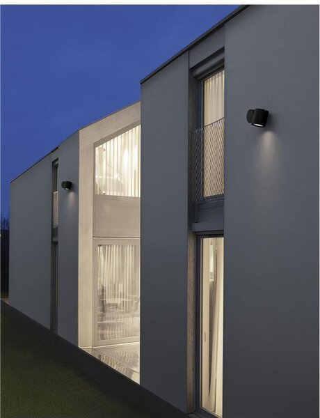 Nova Luce Venkovní nástěnné svítidlo FOCUS černý hliník skleněný difuzor GU10 1x7W IP54