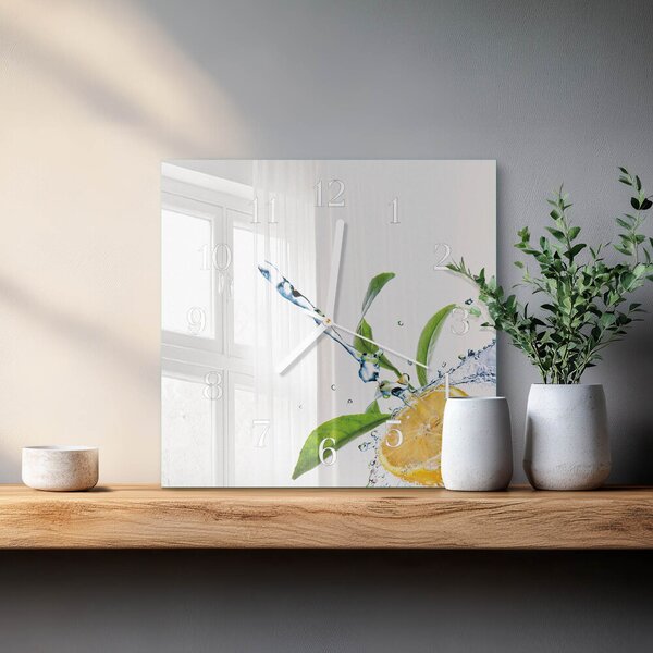 Skleněné hodiny Citronová zskb-30x30-00079532