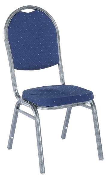 Židle, stohovatelná, látka modrá/šedý rám, JEFF 2 NEW