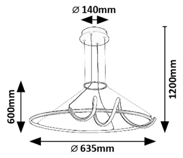 RABALUX 72022 Menazi závěsné svítidlo D635mm LED 46W/4160lm 3000-6500K černá, bílá, stmívatelné, dálkový ovladač