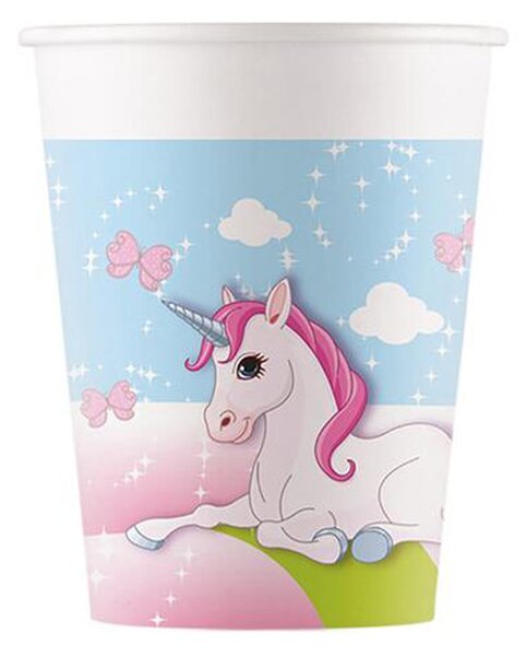 Papírový kelímek 200ml jednorožec 8ks