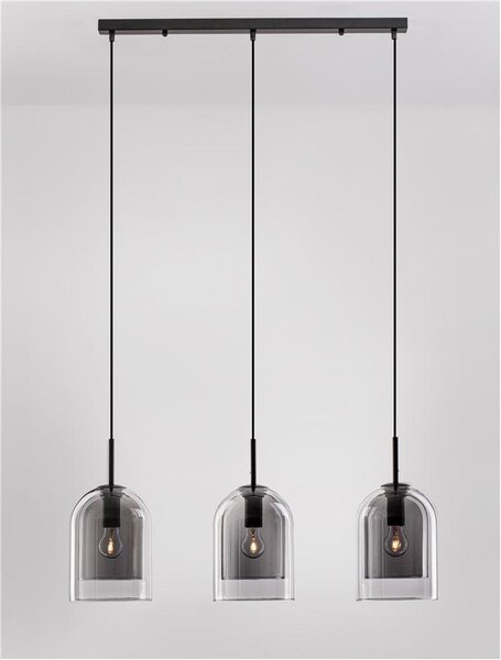 Nova Luce Závěsné svítidlo VELOR dvouvrstvé kouřové sklo E27 3x12W