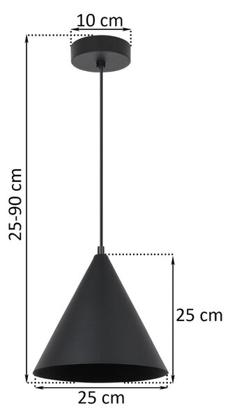 Závěsné svítidlo Soho, 1x černé kovové stínítko, (fi 25cm)
