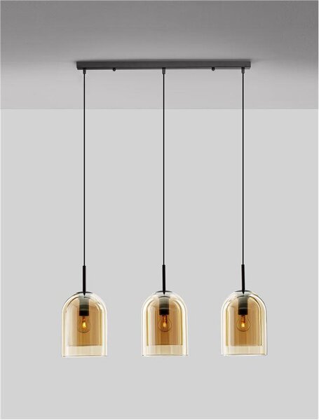 Nova Luce Závěsné svítidlo VELOR dvouvrstvé šampaň sklo E27 3x12W