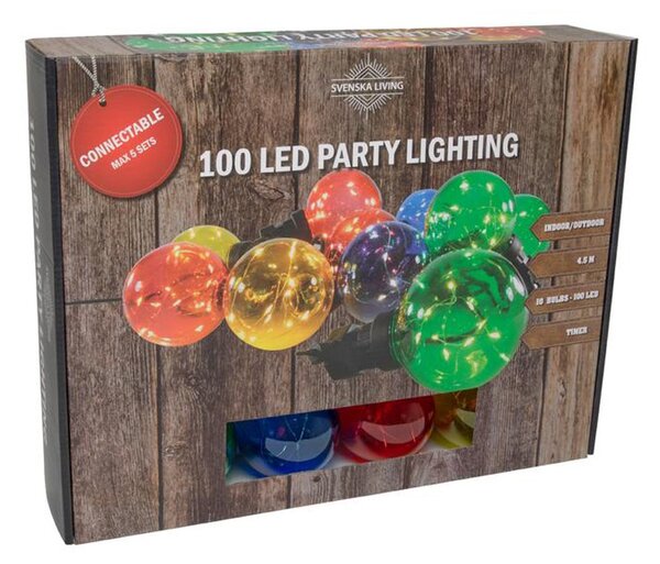 Hit Party osvětlení 10x barevná koule s časovačem 100LED 4,5m