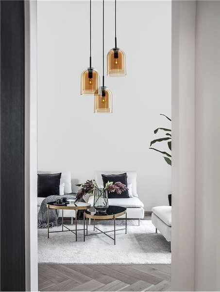 Nova Luce Závěsné svítidlo VELOR dvouvrstvé šampaň sklo E27 3x12W
