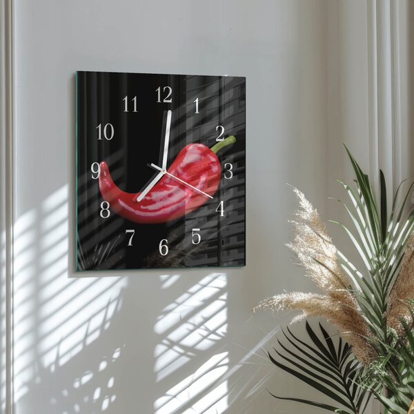 Skleněné hodiny Chilli papričky zskb-30x30-00089807