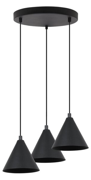 Závěsné svítidlo Soho, 3x černé kovové stínítko, (fi 14cm), o