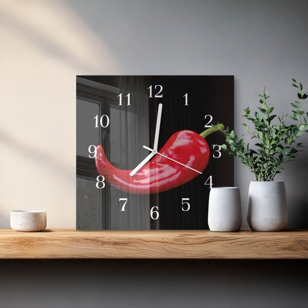 Skleněné hodiny Chilli papričky zskb-30x30-00089807