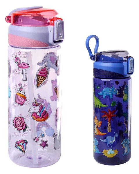 Dětská láhev na pití s brčkem TORO 650ml MIX motivů