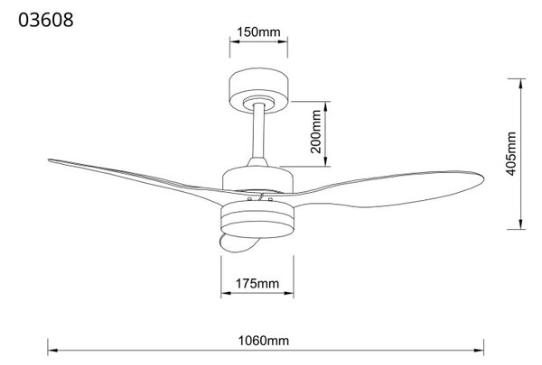GLOBO 03608 BLACKWELL stropní ventilátor se světlem D1060mm LED 20W 1650/800lm 2700-6500K černá, časovač, dálkový ovladač