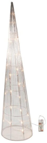 Hit Dekorace vánoční kužel 30 LED 80 cm stříbrná čas. 2xA