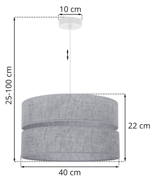 Závěsné svítidlo Jen, 1x šedé textilní stínítko, (fi 40 cm), w