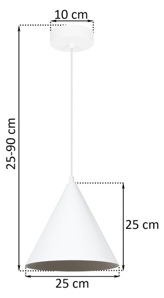 Závěsné svítidlo Soho, 1x bílé kovové stínítko, (fi 25cm)
