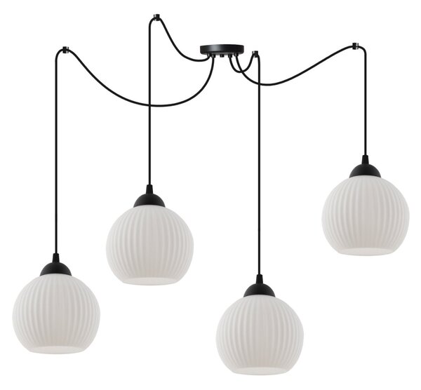 Závěsné svítidlo Riffle Round Spider, 4x bílé skleněné stínítko, b