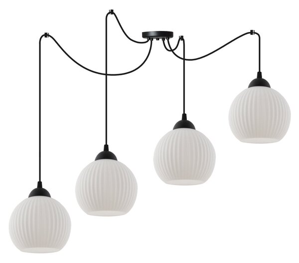 Závěsné svítidlo Riffle Round Spider, 4x bílé skleněné stínítko, b