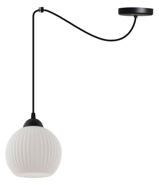 Závěsné svítidlo Riffle Round Spider, 1x bílé skleněné stínítko, b