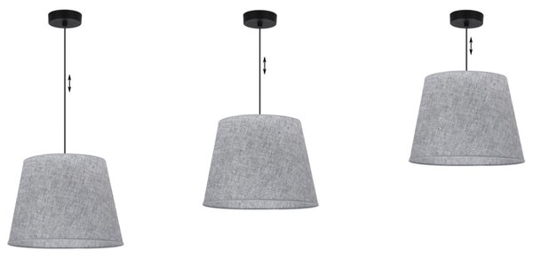 Závěsné svítidlo Len1, 1x šedé textilní stínítko, (fi 38 cm), b