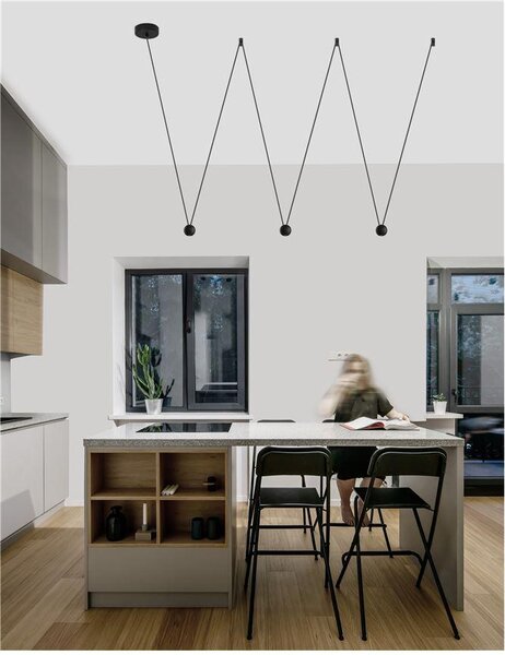 Nova Luce Závěsné LED svítidlo NOCCI černý hliník černý kabel 3x4.5W 3000K