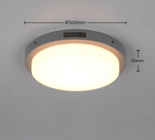 TRIO 630369142 BERMEJO venkovní stropní svítidlo se senzorem D300mm SMD LED 14W/1450lm 2300+3000+4000K IP54 antracitová