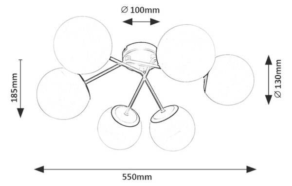 RABALUX 71294 Meduza stropní svítidlo D550mm 6xE14 matná černá, bílá