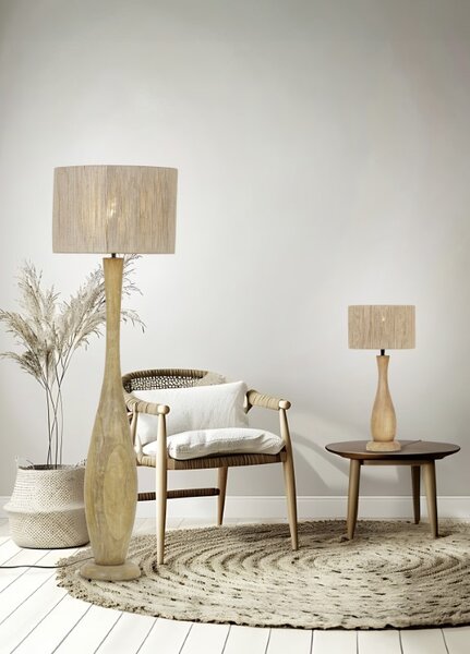 TRIO 567200130 TOBA stolní lampa V540mm 1xE27 dřevo, béžová