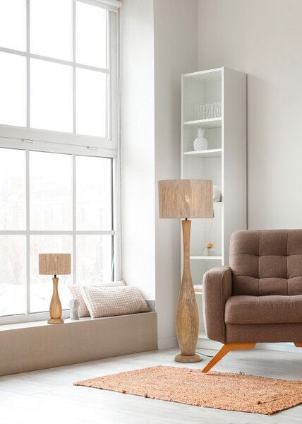 TRIO 567200130 TOBA stolní lampa V540mm 1xE27 dřevo, béžová