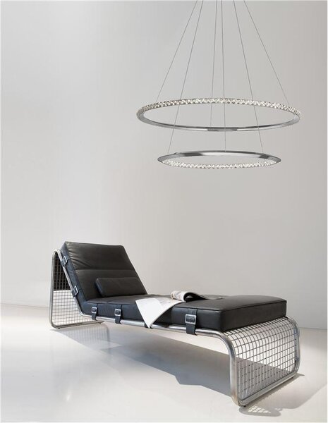 Nova Luce Závěsné svítidlo NETUNO chromovaný hliník a křišťál nastavitelné LED 50W 3000K stmívatelné