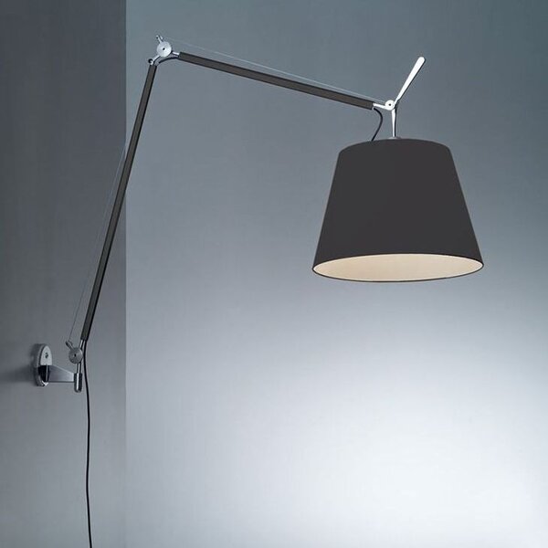 Artemide 60TOL Tolomeo Wall Mega černá lampa se stmívačem, 1x150W E27, černé stínítko prům. 42cm, max. délka 185cm