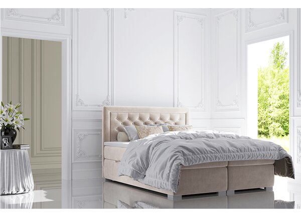 KONDELA Postel boxspring, krémová, 160x200, DORMAN