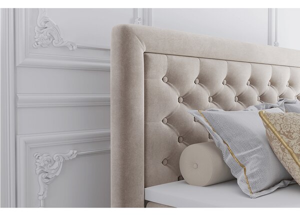 KONDELA Postel boxspring, krémová, 160x200, DORMAN