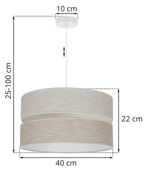 Závěsné svítidlo Jen, 1x béžové/světlobéžové textilní stínítko, (fi 40 cm), w