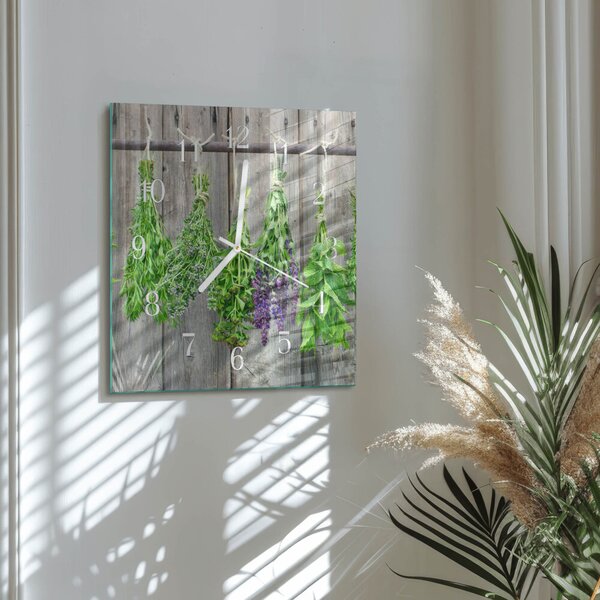 Skleněné hodiny Bylinky zskb-30x30-00086655