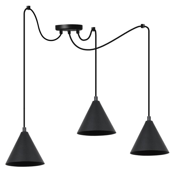 Závěsné svítidlo Soho Spider, 3x černé kovové stínítko, (fi 14cm)