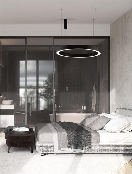 Nova Luce Závěsné LED svítidlo MORBIDO, ø 100cm, 80W, 2700K-4000K vč.dálkového ovládání stmívatelné Tuya Barva: Černá