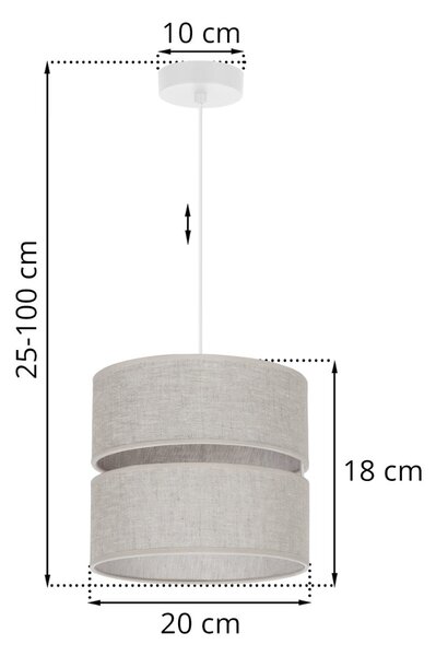 Závěsné svítidlo Jen, 1x světle béžové textilní stínítko, (fi 20 cm), w