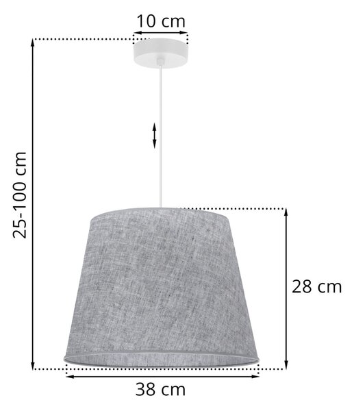 Závěsné svítidlo Len1, 1x šedé textilní stínítko, (fi 38 cm), w