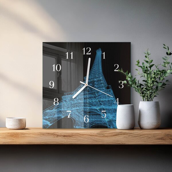Skleněné hodiny Eiffelova věž v Paříži zskb-30x30-00083078
