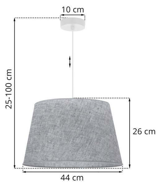 Závěsné svítidlo Len1, 1x šedé textilní stínítko, (fi 44 cm), w