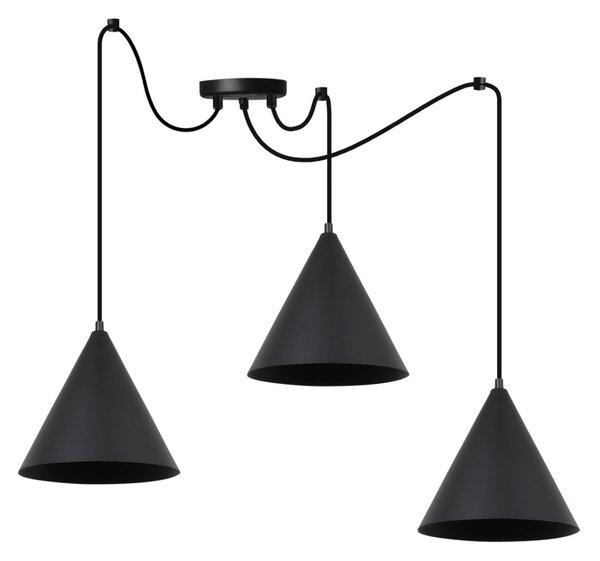 Závěsné svítidlo Soho Spider, 3x černé kovové stínítko, (fi 25cm)