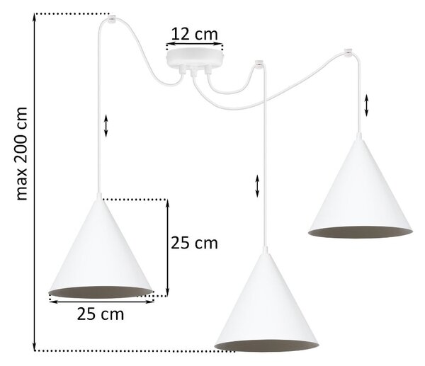 Závěsné svítidlo Soho Spider, 3x bílé kovové stínítko, (fi 25cm)