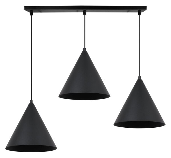 Závěsné svítidlo Soho, 3x černé kovové stínítko, (fi 25cm)