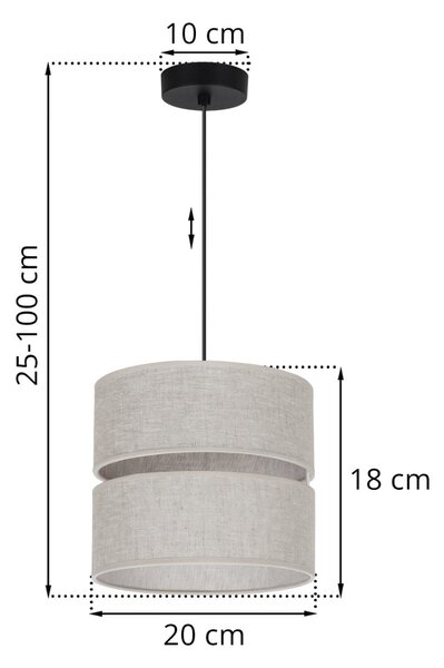 Závěsné svítidlo Jen, 1x světle béžové textilní stínítko, (fi 20 cm), b