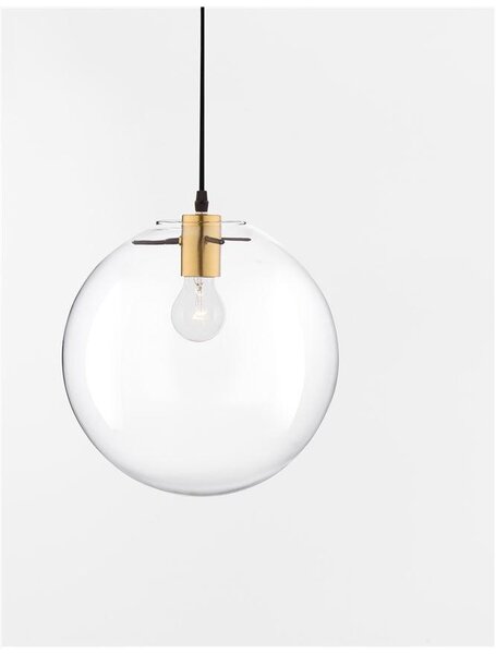 Nova Luce Závěsné svítidlo MIRALE zlatý kov čiré sklo a černý PVC kabel E27 1x12W