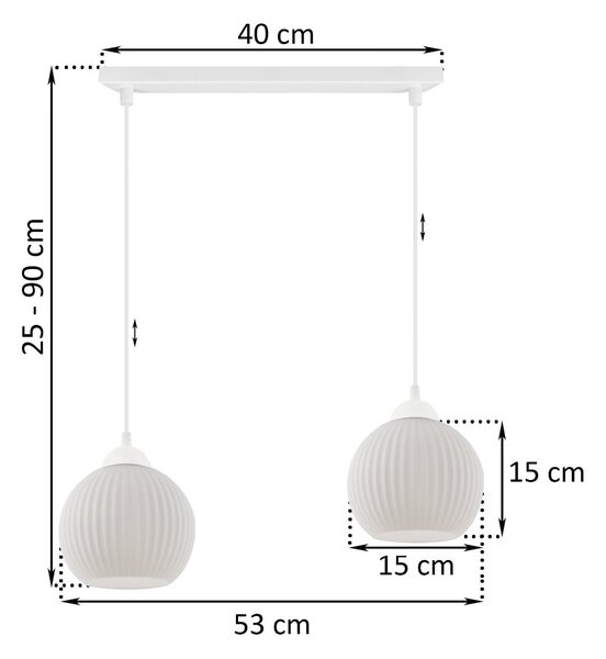 Závěsné svítidlo Riffle Round, 2x bílé skleněné stínítko, w