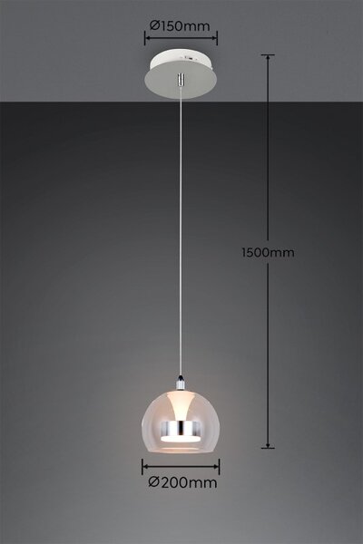 TRIO 331610106 FLYNT závěsné svítidlo D200mm SMD LED 11W/1150lm 2300+3000+4000K chromová, switchdimmer