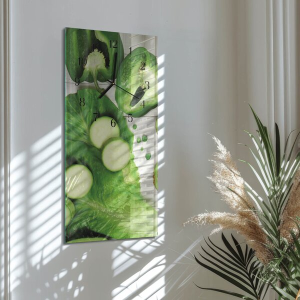 Skleněné hodiny vertikální Zelenina zsppc-30x60-00176677
