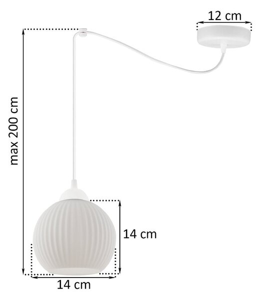Závěsné svítidlo Riffle Round Spider, 1x bílé skleněné stínítko, w