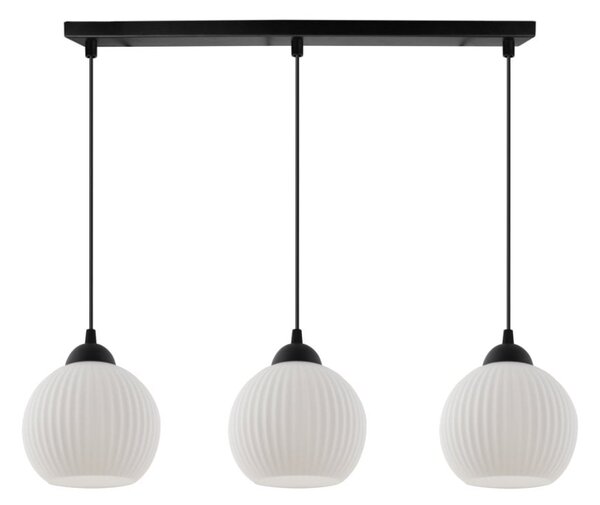 Závěsné svítidlo Riffle Round, 3x bílé skleněné stínítko, b